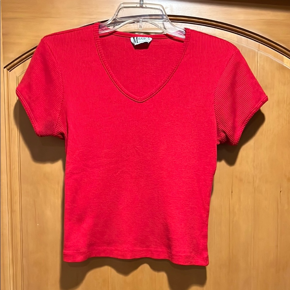 Red Crop Fitted T-Shirt